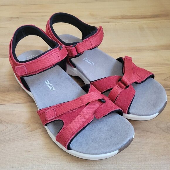 Clarks Womens Solan Drift Hook & Loop Strap Sandals Red Size 9.5 - Picture 2 of 11